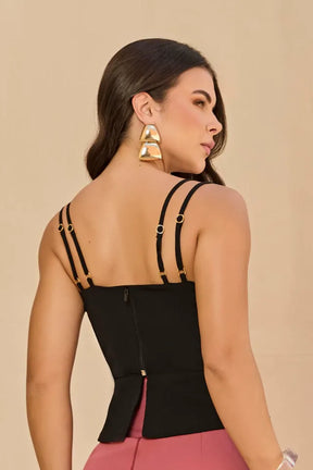 Blusa Peplum Alça Dupla